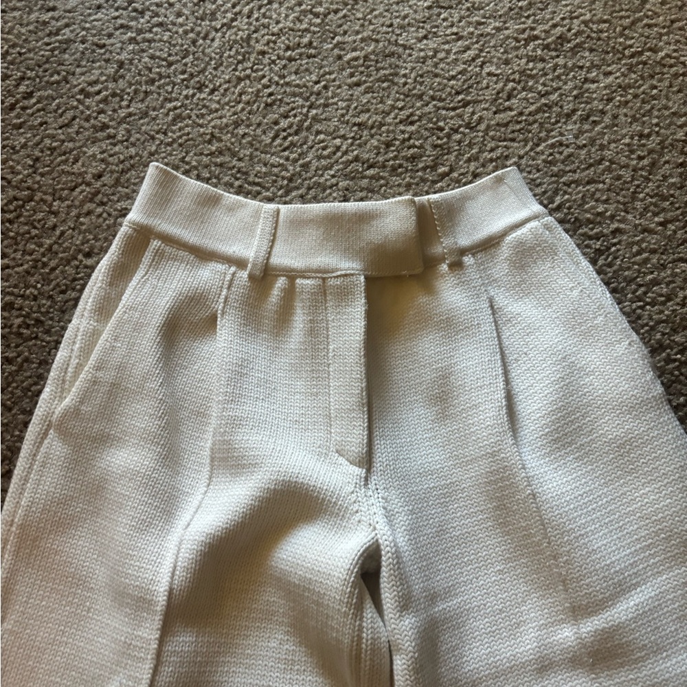 Fendi Women Knitted Trousers Size 2 White Wide Leg Pants Heavyweight - Picture 4 of 9